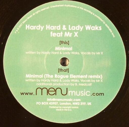 Hardy Hard, Lady Waks, Mr. X - Minimal (Electronic) [Electro] on Menu Music (2007) [Vinyl] (12")