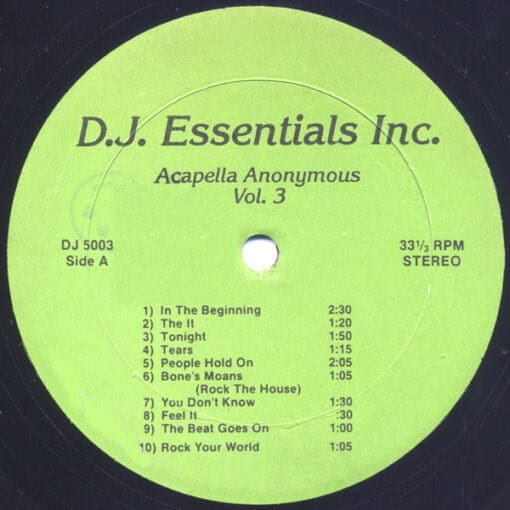 Various - Acapella Anonymous Vol. 3 (Electronic, Funk / Soul) [House, Disco] on DJ Essentials Inc. [Vinyl] (LP)