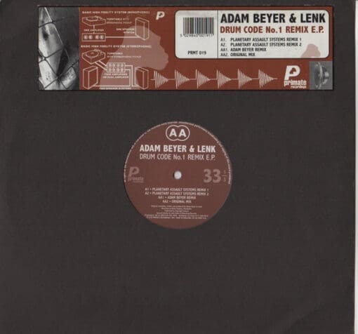 Adam Beyer & Lenk - Drum Code No.1 Remix E.P. (Electronic) [Techno] on Primate Recordings (1997) [Vinyl] (12")