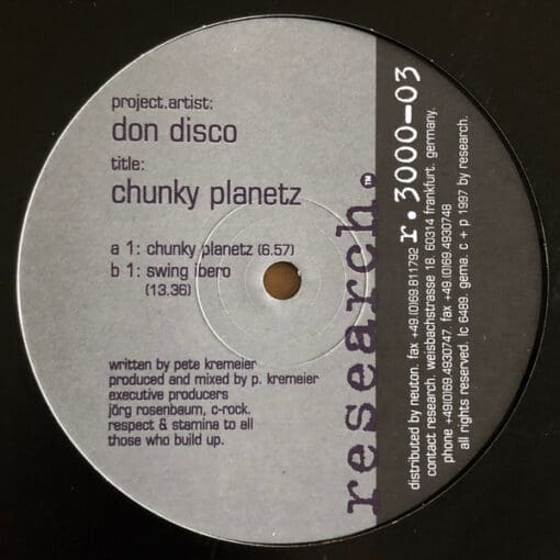 Don Disco - Chunky Planetz (Electronic) [Techno, Experimental] on Research (1997) [Vinyl] (12")