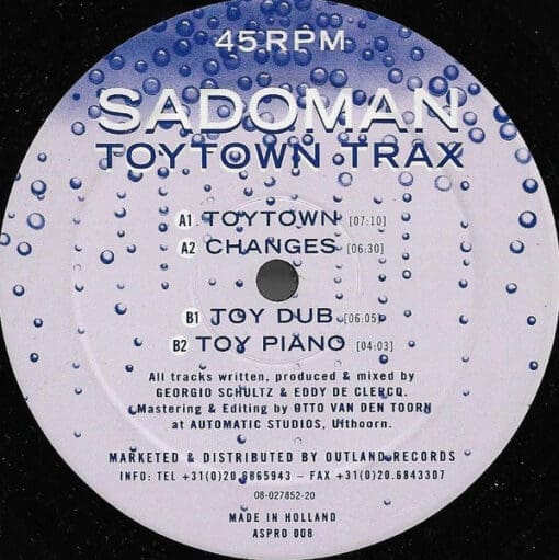 Sadoman - Toytown Trax (Electronic) [Progressive House] on Aspro (1996) [Vinyl] (12")