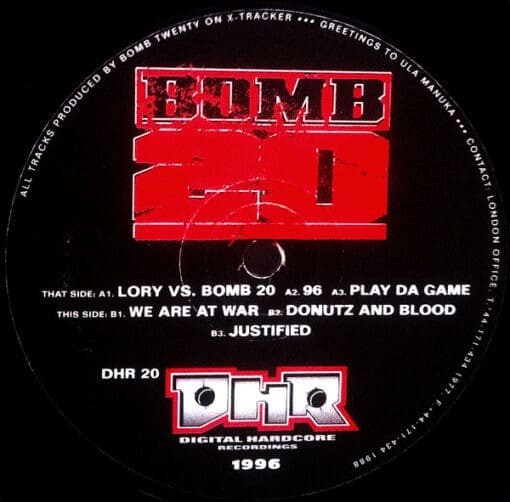 Bomb 20 - Choice Of The Righteous (Electronic) [Hardcore, Breakcore] on Digital Hardcore Recordings (DHR) (1997) [Vinyl] (12")