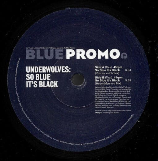 The Underwolves - So Blue It's Black (Electronic) [Future Jazz, Drum n Bass] on Blue (Island) (2000) [Vinyl] (10")