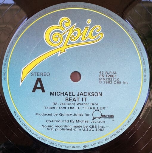 Michael Jackson - Beat It (Electronic, Funk / Soul, Pop) [Synth-pop, Funk] on Epic (1983) [Vinyl] (12")