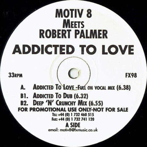 Motiv 8, Robert Palmer - Addicted To Love (Electronic) [Deep House, Euro House] on FX Records [Vinyl] (12")