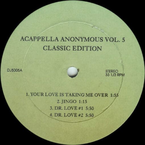 Various - Acappella Anonymous Vol. 5 (Classic Edition) (Electronic, Funk / Soul) [House, Disco] on DJ Essentials Inc. [Vinyl] (LP)