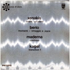 Iannis Xenakis, Luciano Berio, Bruno Maderna, Mauricio Kagel - Orient-Occident / Momenti - Omaggio A Joyce / Continuo / Transition 1 (Electronic, Classical) [Musique Concrète, Contemporary] on Philips (1967) [Vinyl] (LP)