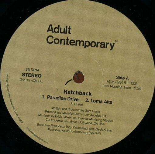 Hatchback - Marin County (Electronic) [Downtempo, Nu-Disco] on Adult Contemporary (2013) [Vinyl] (12")