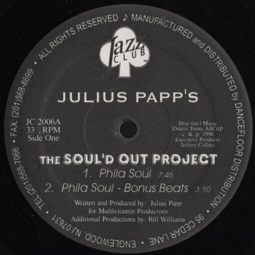 Julius Papp - The Soul'd Out Project (Electronic) [House, Future Jazz] on Jazz Club (1996) [Vinyl] (12")